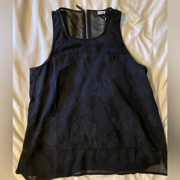 DKNY Black Sheer Lace Tank Top - Picture 3 of 5